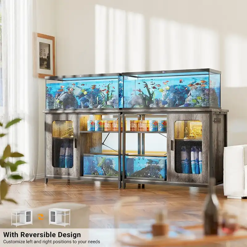 20-29 Gallon Fish Tank Stand with Power Outlets & LED Light