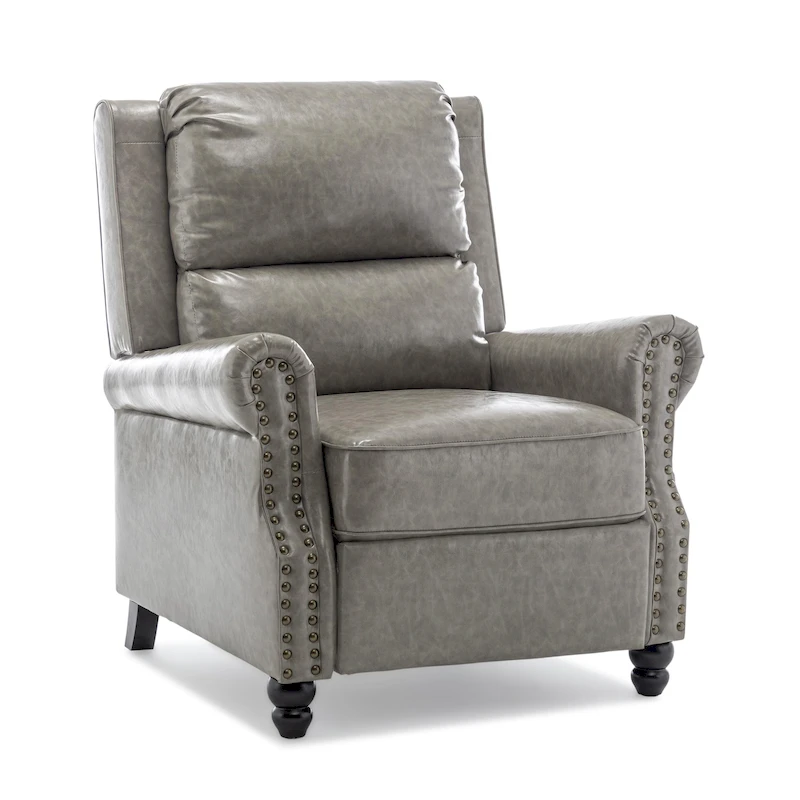 2 Set Nail-head Padded Seat Pushback Recliner Chair
