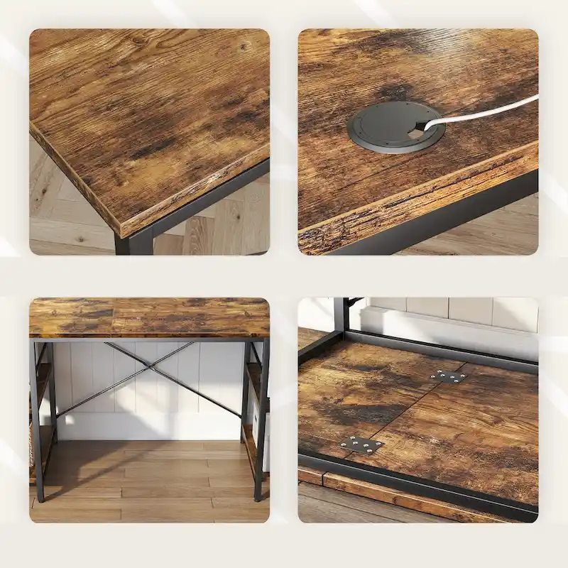 95.2 Inch L Shaped Desk with Shelves Home Office Computer Desk