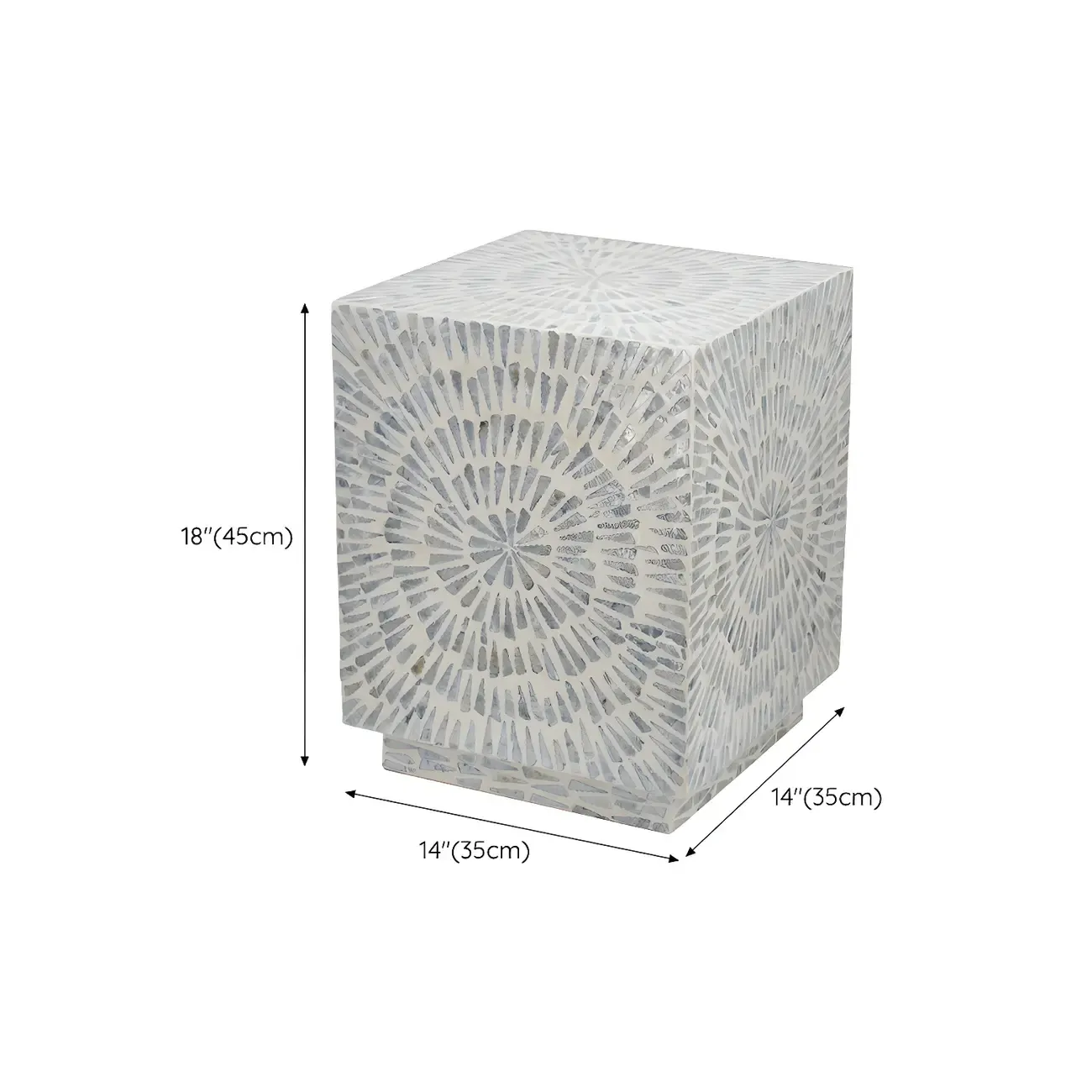 Tropical Mosaic Wooden Round Side Table