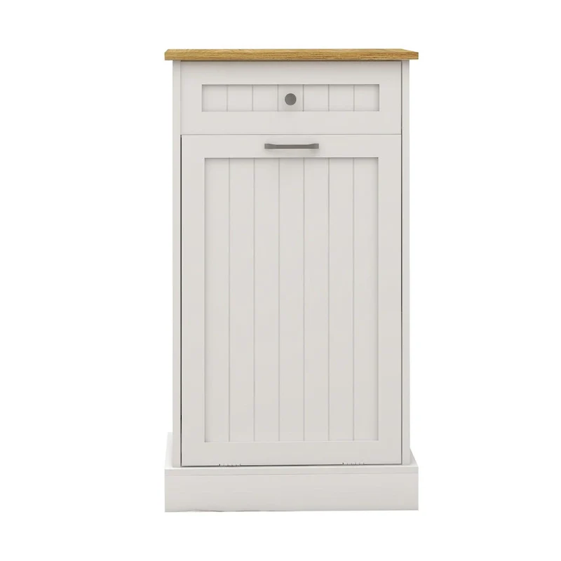 One Drawers and One-Compartment Tilt-Out Trash Cabinet Kitchen Trash Cabinet-White