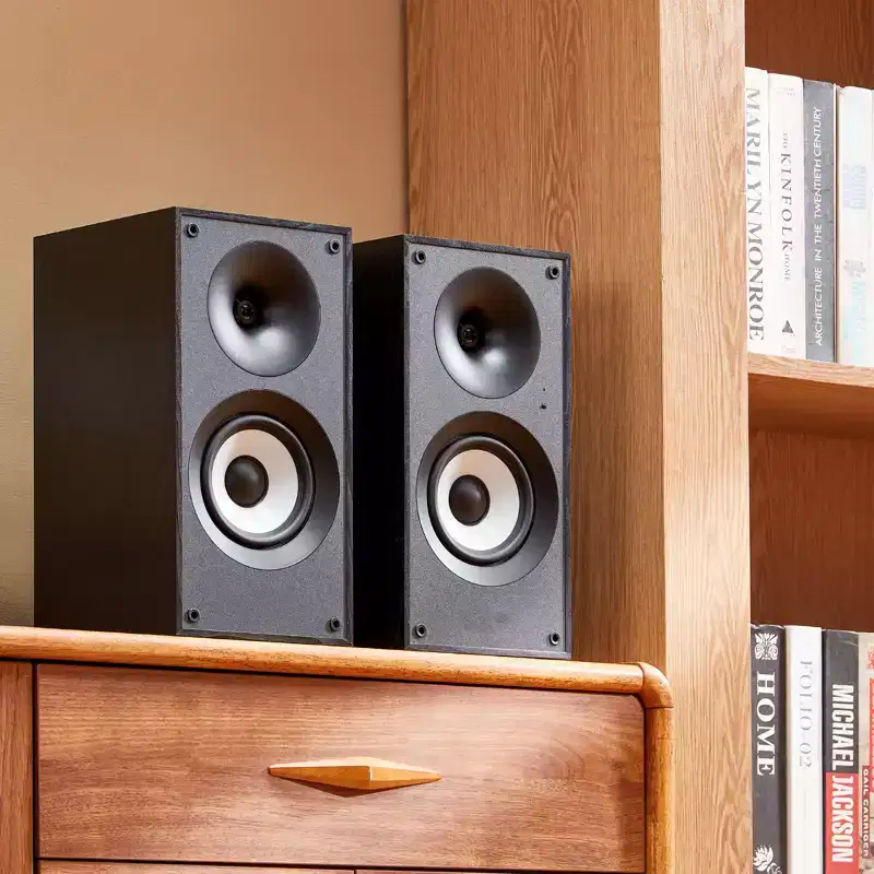 VEVOR Powered Bookshelf Speakers, 25W x 2, Active Studio Monitor Speaker, 5.5 Woofer, Bluetooth/RCA/Coaxial/Optical/USB Connection, Black