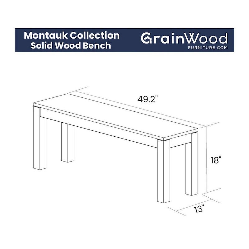 Grain Wood Furniture Montauk Solid Wood Backless Bench