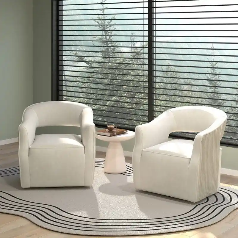 Velvet 360° Swivel Open-Back Accent Chair, Multiple Colors, Set of 2
