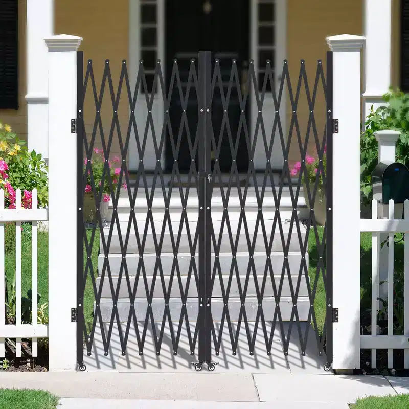 VEVOR Double Folding Security Gate, Lockable Scissor Gate with 360 Swivel Casters, 145.67 x 86.81 in (W x H), Black
