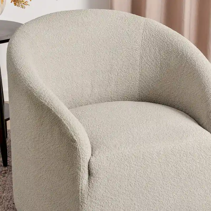 32W Boucle Upholstered Swivel Barrel Armchair (Set of 2)