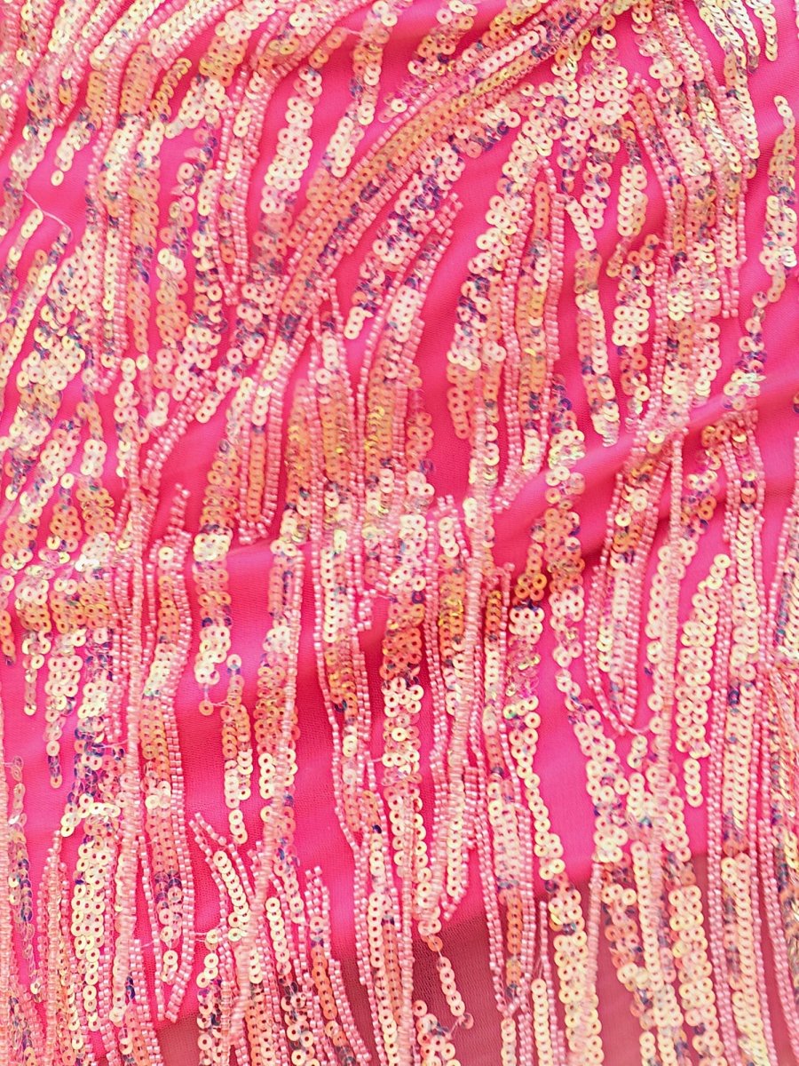 Hot Pink - Sheath V Neck Sequined Tassels Homecoming Dresses