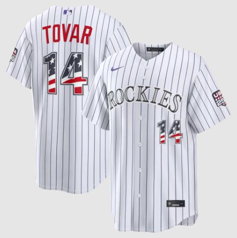 Colorado Rockies Ezequiel Tovar White USA 250 Fourth of July Home Stadium Jersey