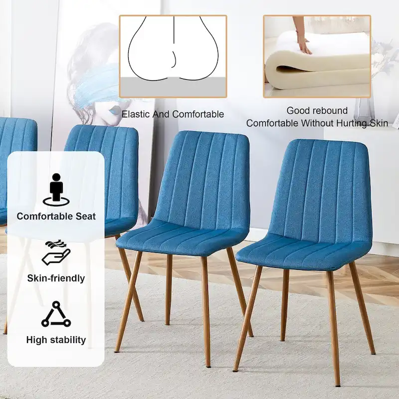 Linen Upholstered Metal Leg Side Chair (Set of 4)