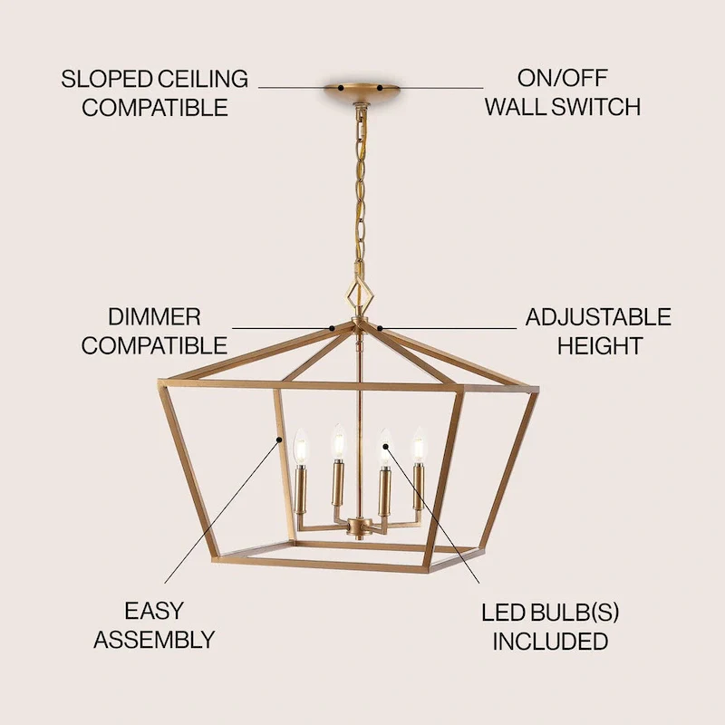 Floyd 4-Light Adjustable Iron Rustic Glam LED Pendant, by JONATHAN Y