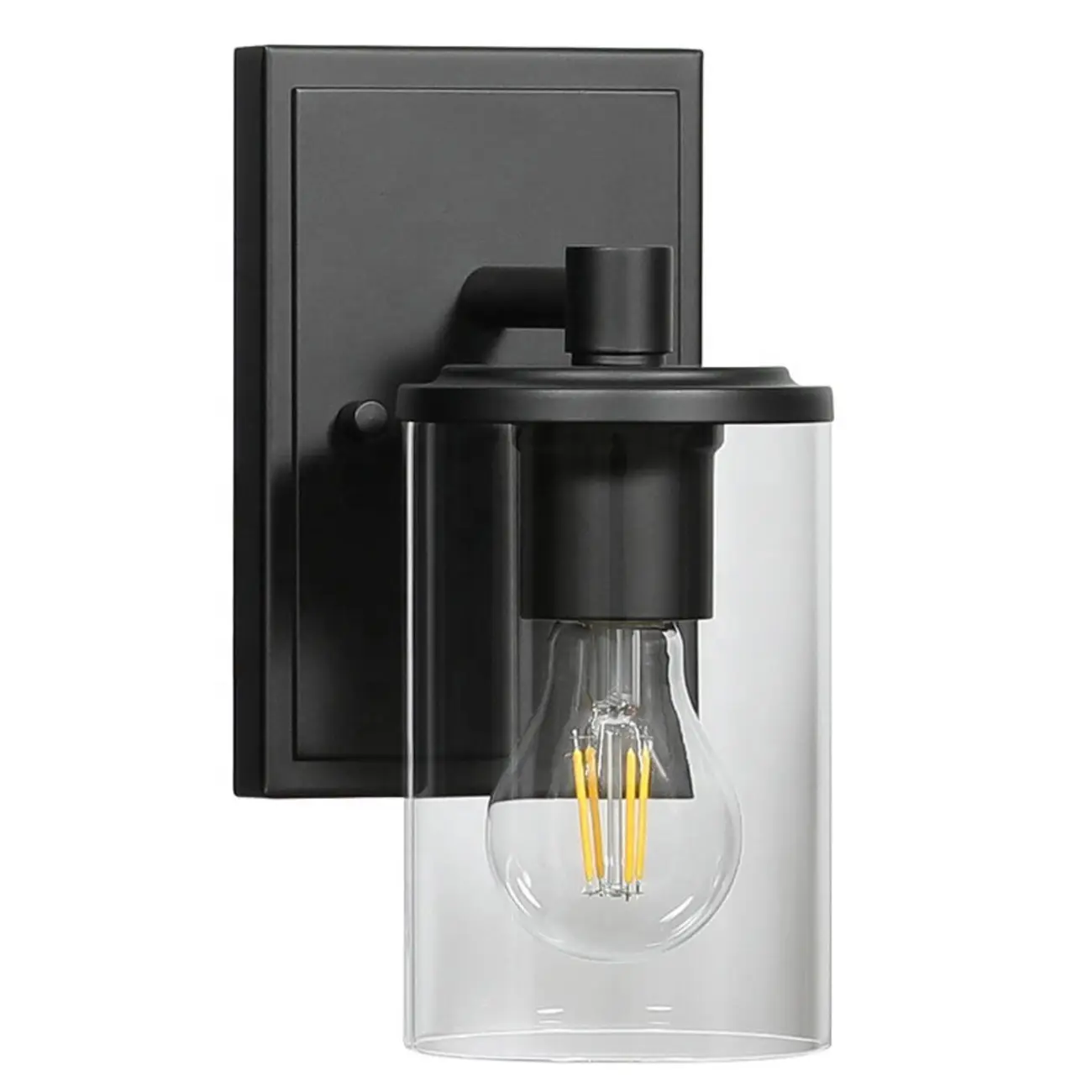 3-Light Black Clear Glass Cylinder Vanity Lights