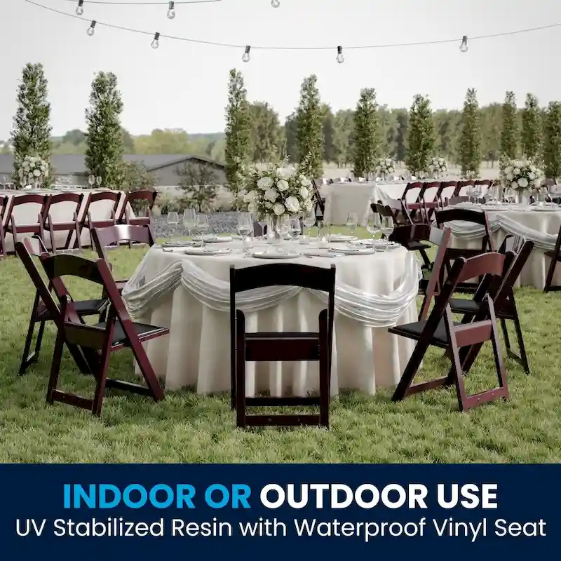 Lightweight Resin Folding Chairs with Vinyl Seats (Set of 4)