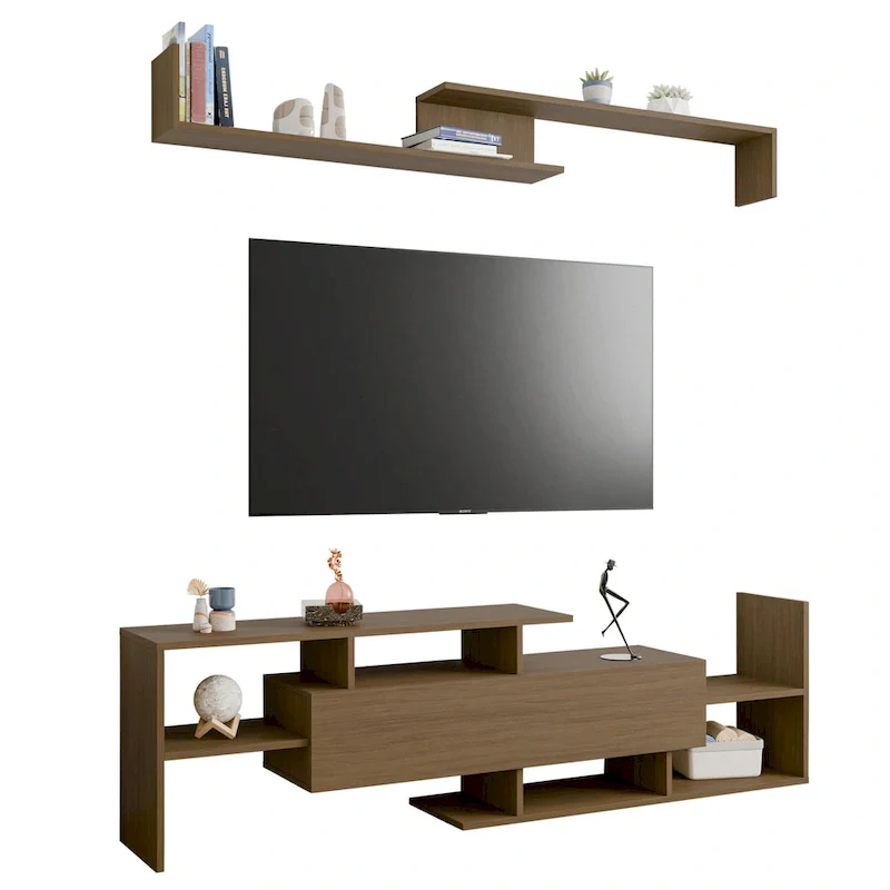Surrey 60.2  2 Pc 1-Drawer Floating TV Stand Media Console with Open Shelves