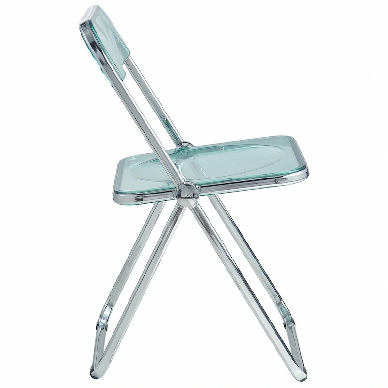 Acrylic Folding Dining Chair with Chrome Frame Set of 4 Lawrence Series by LeisureMod