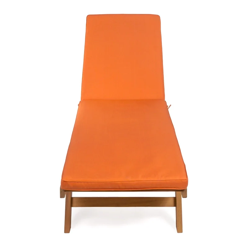 Lagunan 77.56x23.62 Modern Classic Adjustable Acacia Wood Chaise Outdoor Lounge Chair with Cushion & Wheels, by JONATHAN Y