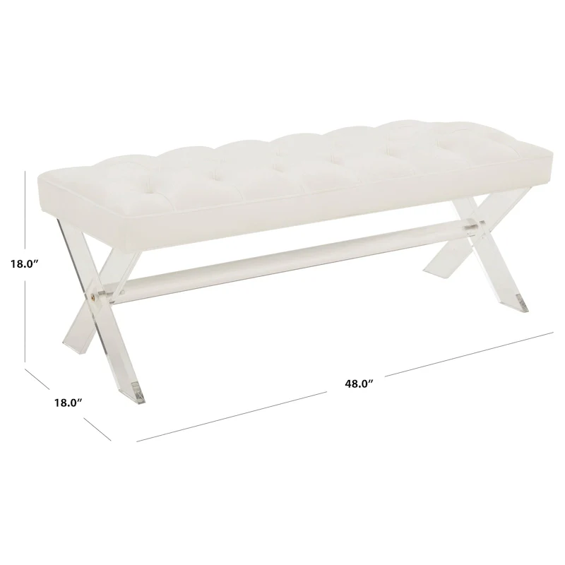 SAFAVIEH Couture Ketevan Tufted Acrylic Bench - 48 In W x 18 In D x 18 In H - 48Wx18Dx18H