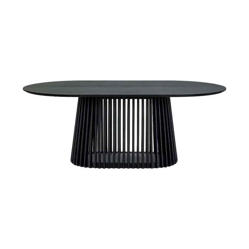 Pasadena 79 inch Solid Wood Oval Dining Table with Slatted Pedestal Base