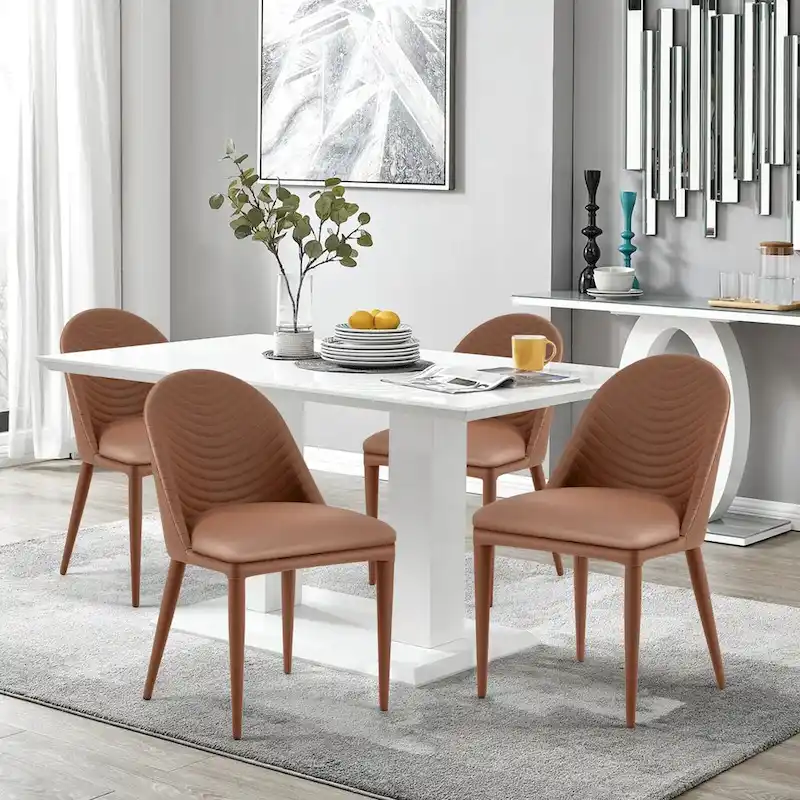 Fully Assembled Microfiber Leather Upholstered Dining Chairs, Set of 2 - 22.44D x 18.5W x 32.28H