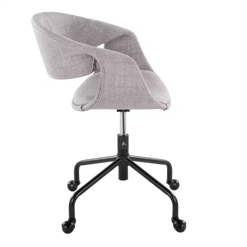 LumiSource Curvo Upholstered 4-Stars Task Chair Black Metal/Gray Fabric