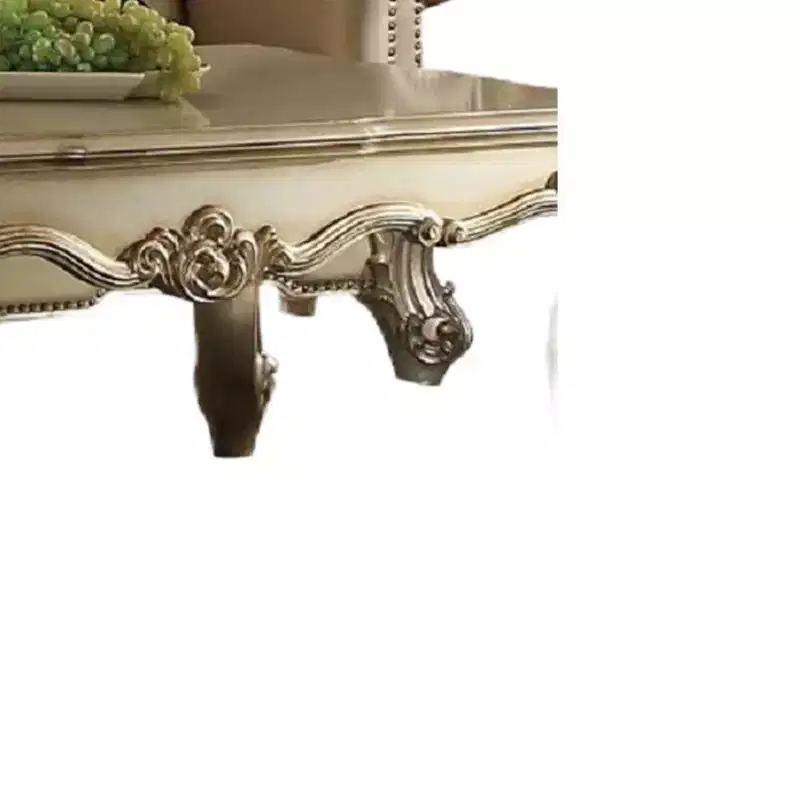 Acme Furniture Vendome II Sofa Bone Synthetic Leather/Gold Patina