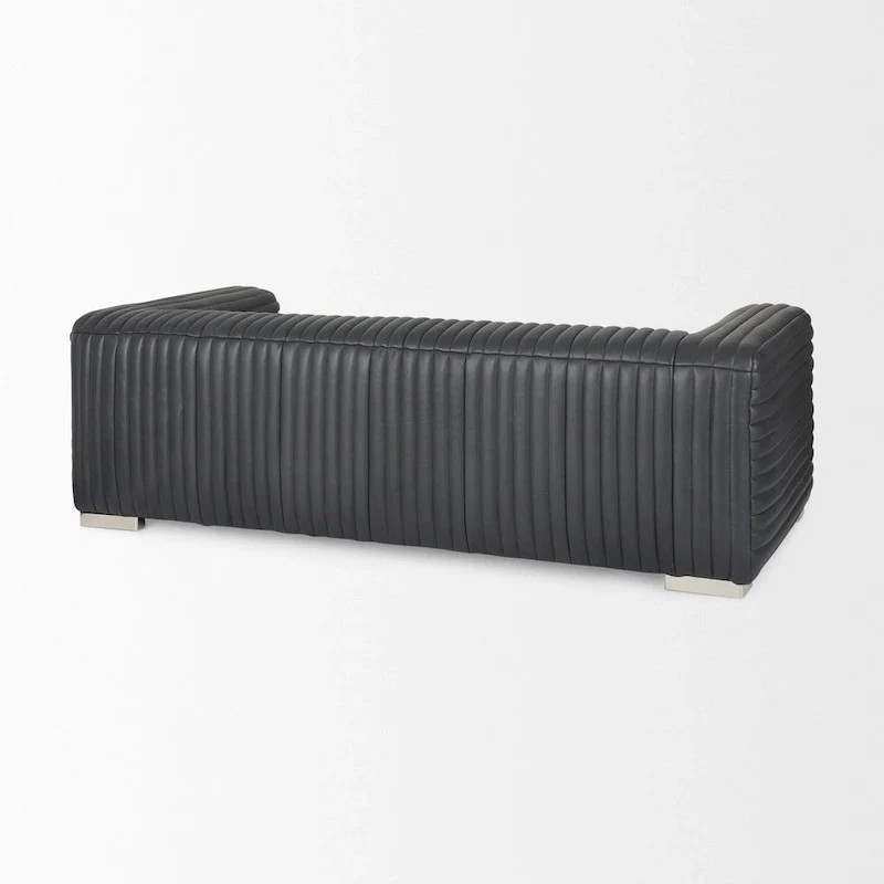 Ricciardo Cognac Genuine Leather Wrapped Sofa - 86.6L x 38.6W x 26.4H