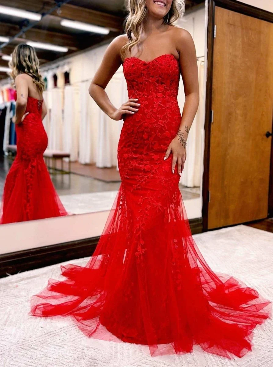 Mermaid Sweetheart Tulle Lace Prom Dress