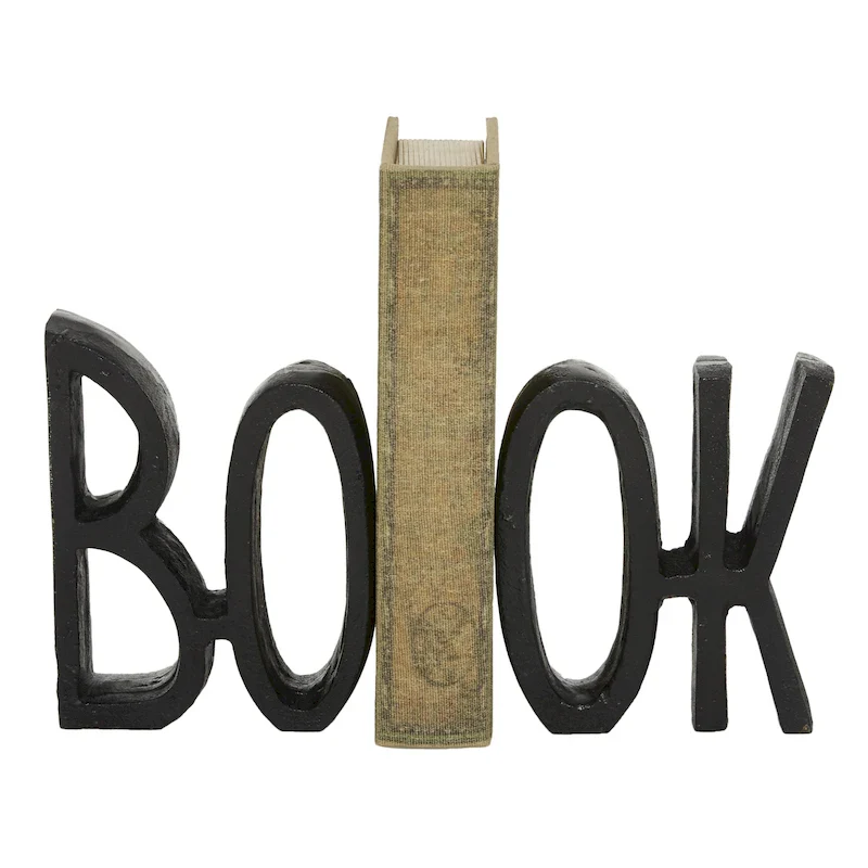 Aluminum Metal Book Bookends - Set of 2 Black - Roche River Decor