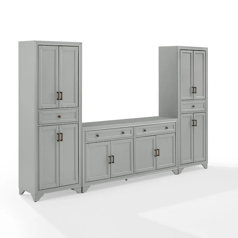 3-Piece Sideboard and Pantry Set - Farmhouse Storage Cabinet for Kitchen