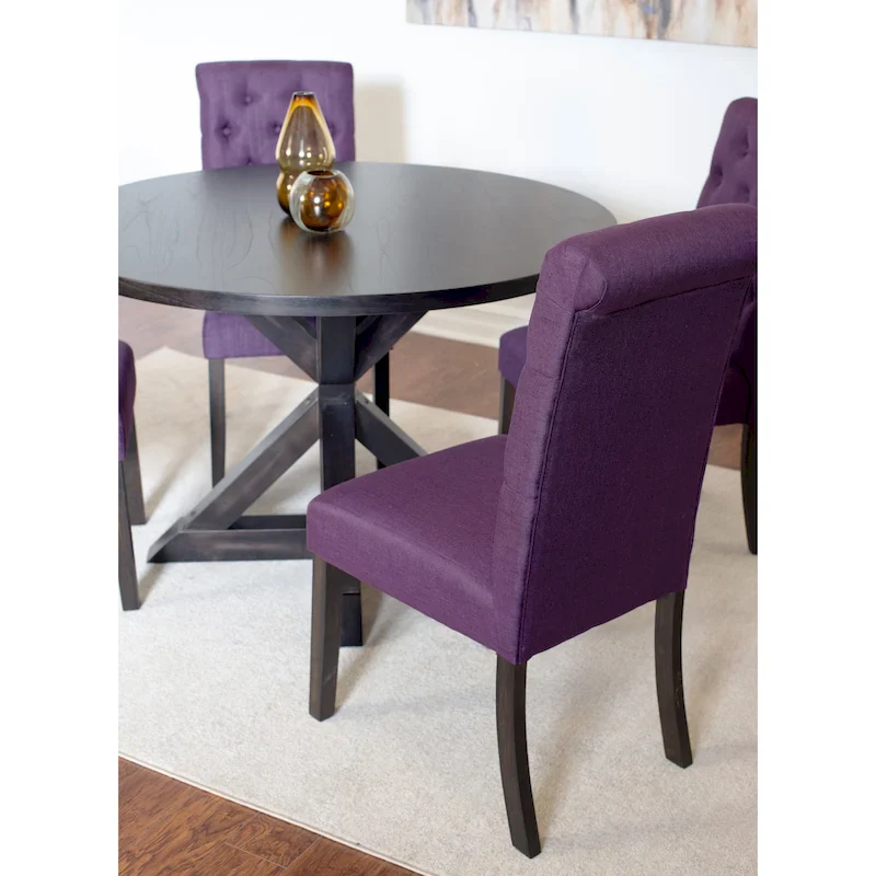 Roundhill Furniture Nylander 5-piece Dining Set, Cross-Buck Dining Table with 4 Stylish Chairs