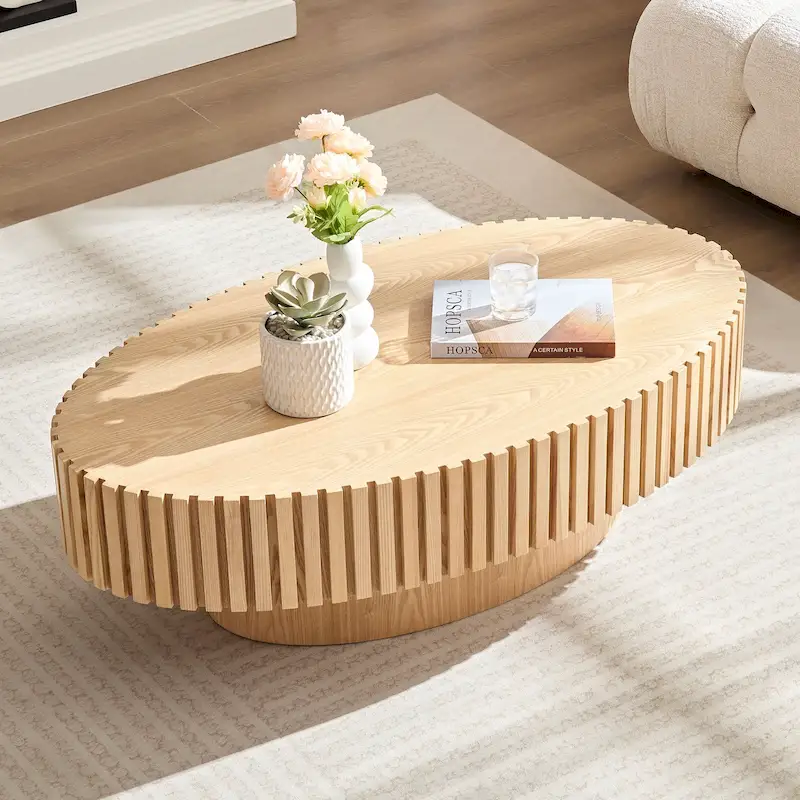 Round Drum Coffee Table | Natural Ash / Walnut / Black | Single