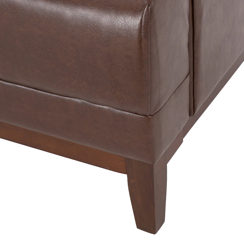 Dark Brown 80.75 Modern Button Tufted 3-Seater Sofa with Wood Legs