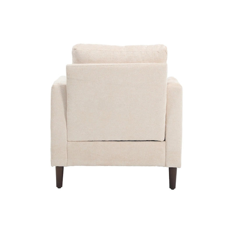 Beige 29.53 Chenille Upholstered Arm Chair with Solid Wood Frame and Cushions