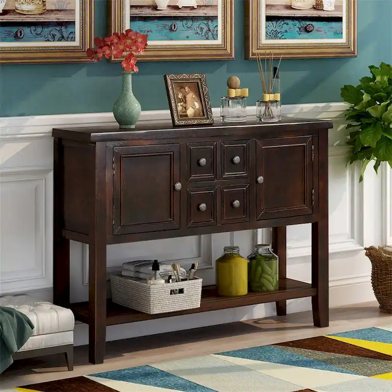 Buffet Sideboard Console Table with Bottom Shelf