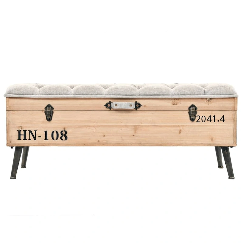 vidaXL Storage Bench 43.3 Solid Wood Fir - 43.3 x 15.7 x 19.7