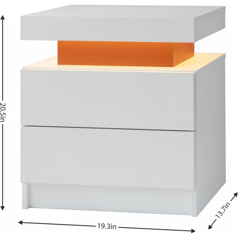 LED Nightstand with 2 Drawers