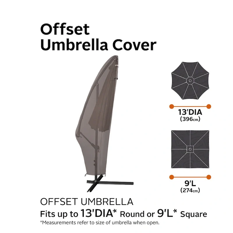 Classic Accessories Ravenna Water-Resistant Offset Patio Umbrella Canopy and Frame Cover, 13 Foot