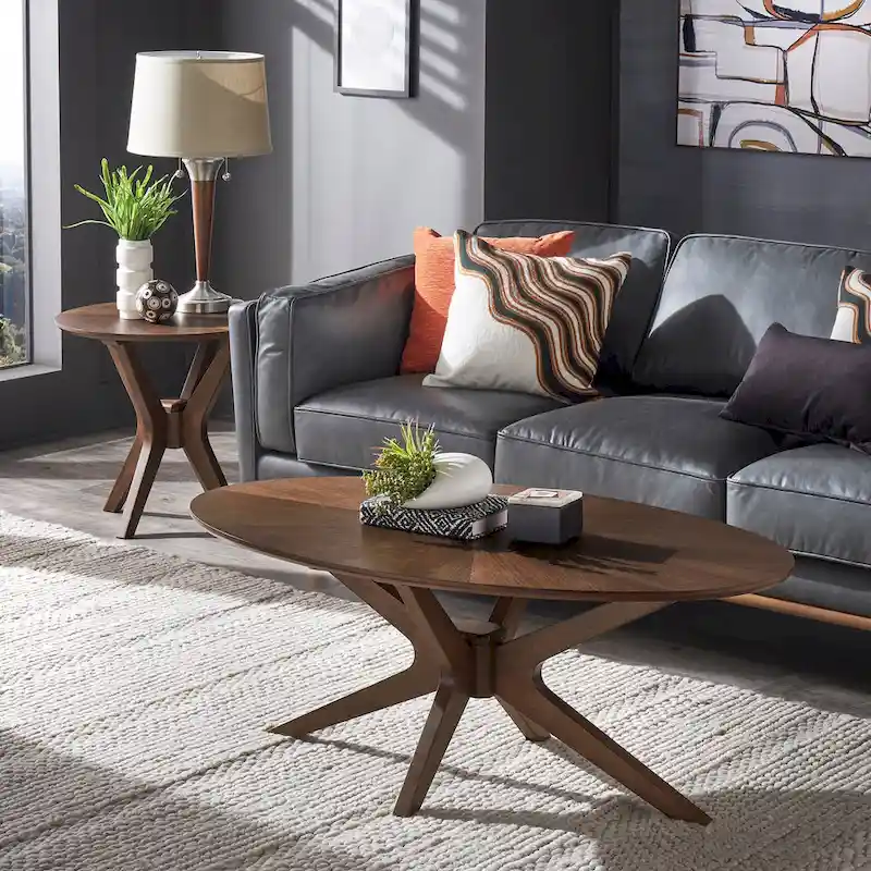 Rondo Mid-Century Walnut Finish Tables by iNSPIRE Q Modern