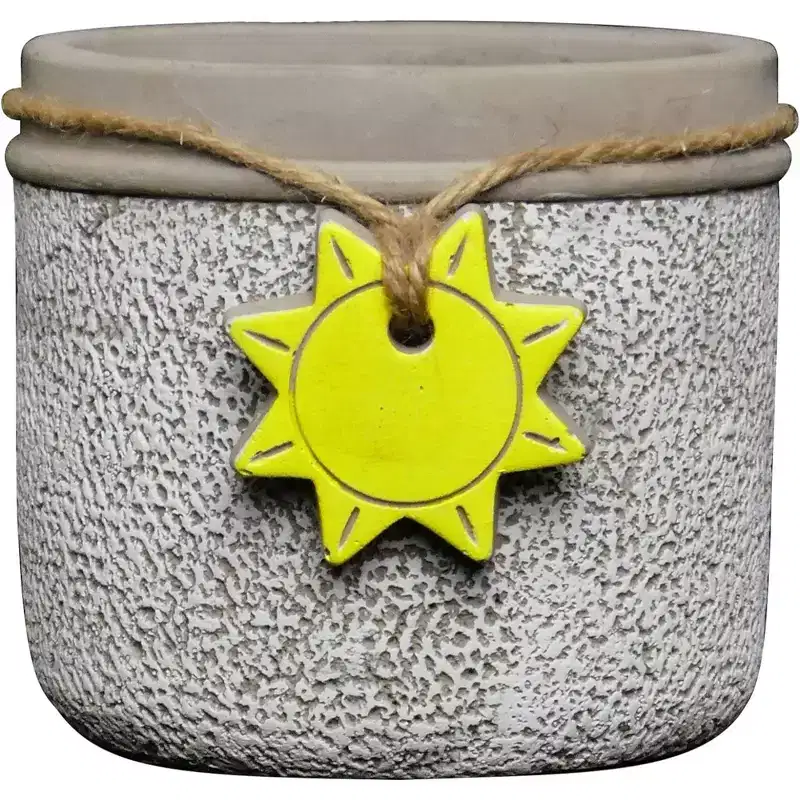 Classic Home and Garden Indoor/Outdoor Cement Planter with Drainage Hole, Sun Bowl, Small, Whitewash