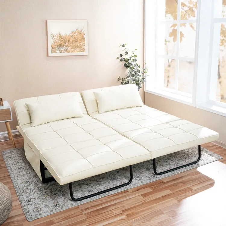 Sleeper Chair Bed, 4 In 1 Multi-Function Convertible Ottoman Bed, Breathable Linen Bed Chair, Convertible Sofa Bed