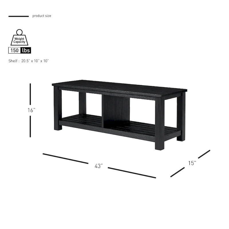 Brown / Drifted Sand / Alto Black Solid Acacia Wood TV Bench, Single