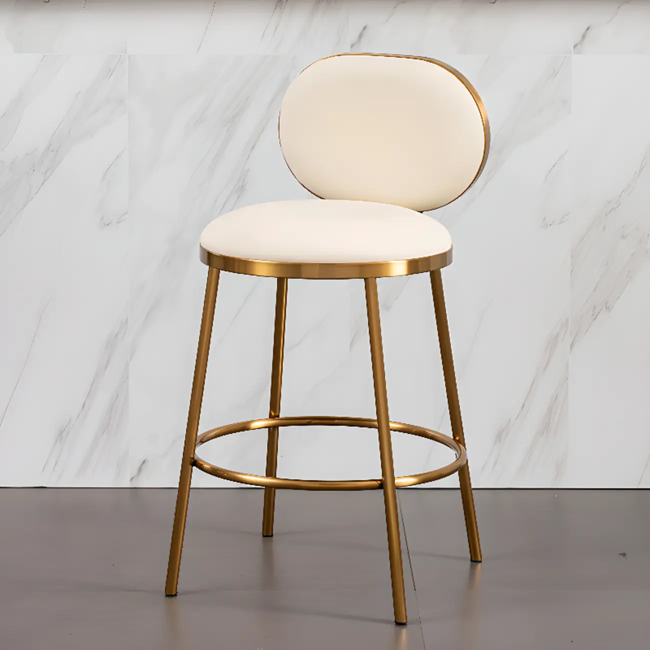 Modern 4-Leg Metal Faux Leather Upholstered Bar Stools