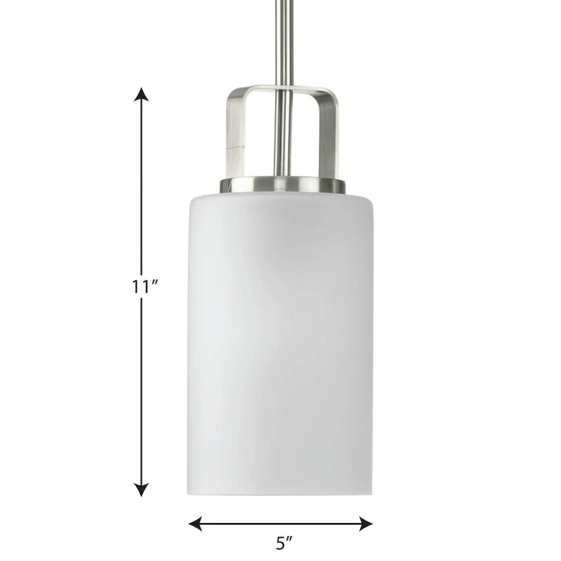 League Collection One-Light Brushed Nickel Farmhouse Mini-Pendant - 5 in x 5 in x 11 in