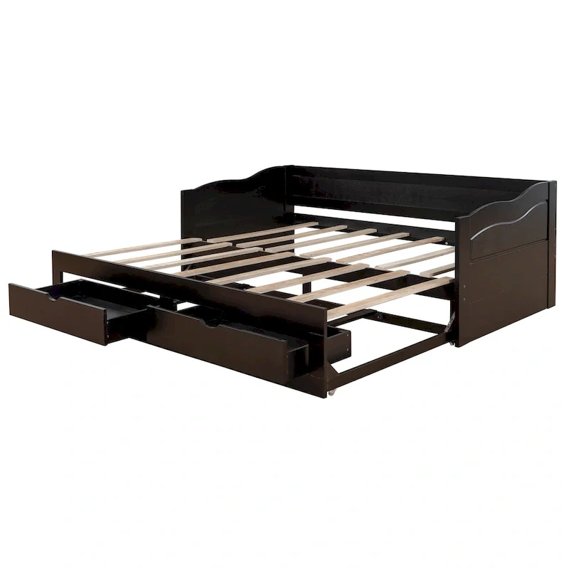 Wooden Daybed with Trundle Bed
