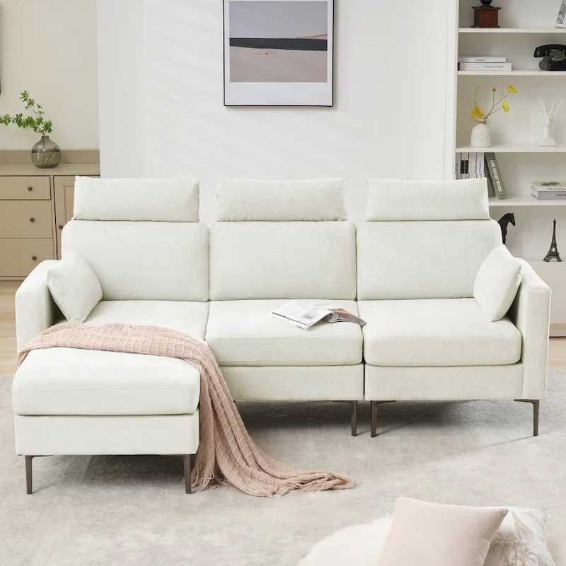 89 Chenille Sectional Sofa Couch With Extra Wide Chaise For Livingroom