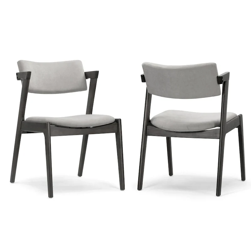Set of 2 Retro Modern Black Wood Wing Chair