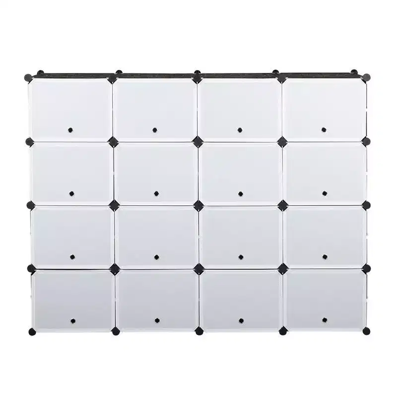 Karl Home 32 Cubby DIY Modular Shoe Cabinet Plastic Shoe Organizer Black