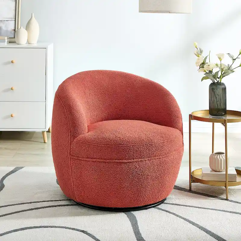 Galleria 360 Swivel Teddy Sherpa Fabric Barrel Chair