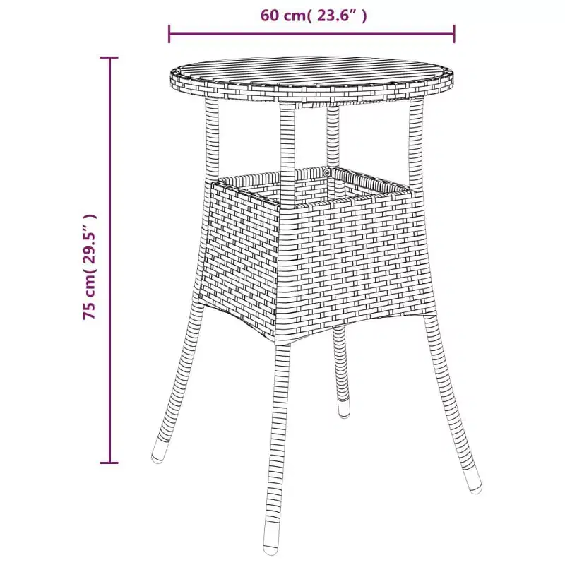 vidaXL Garden Bistro Set Poly Rattan Medium Modern Bistro Set