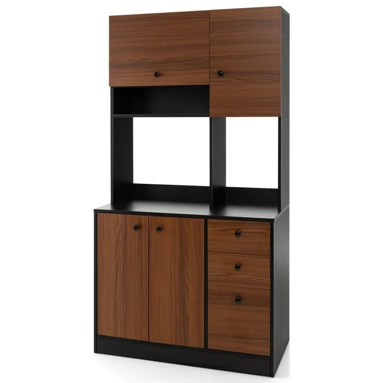 71-Inch Kitchen Pantry Cabinet with 3 Cabinets and 3 Drawers