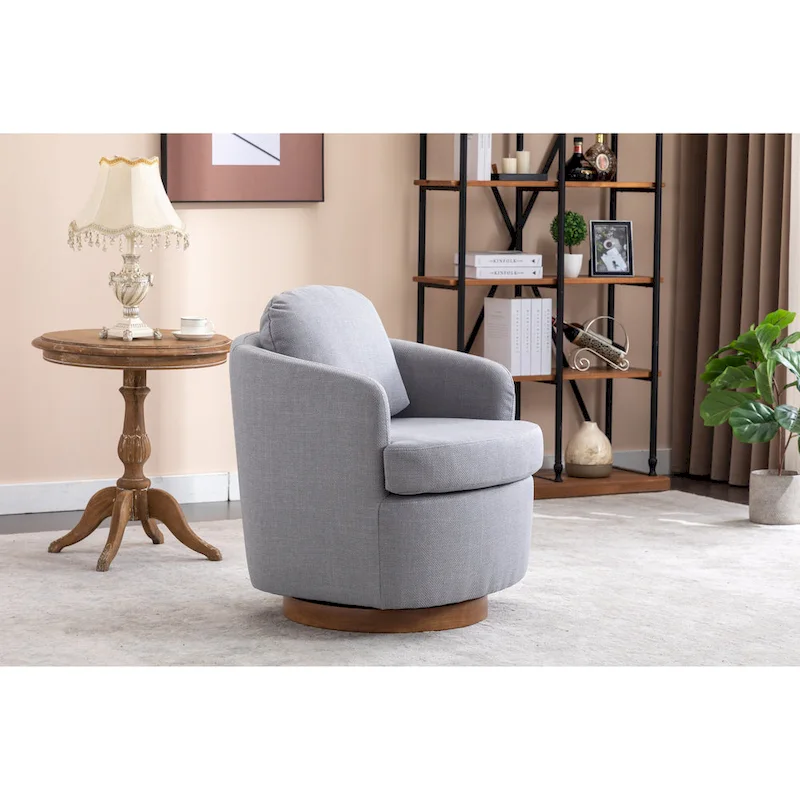 Light Blue Upholstered Swivel Accent Chair - Single Seat